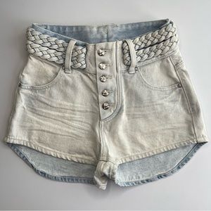 ✨Somedays Lovin | Braided Belt Button Fly Denim Jean Shorts
